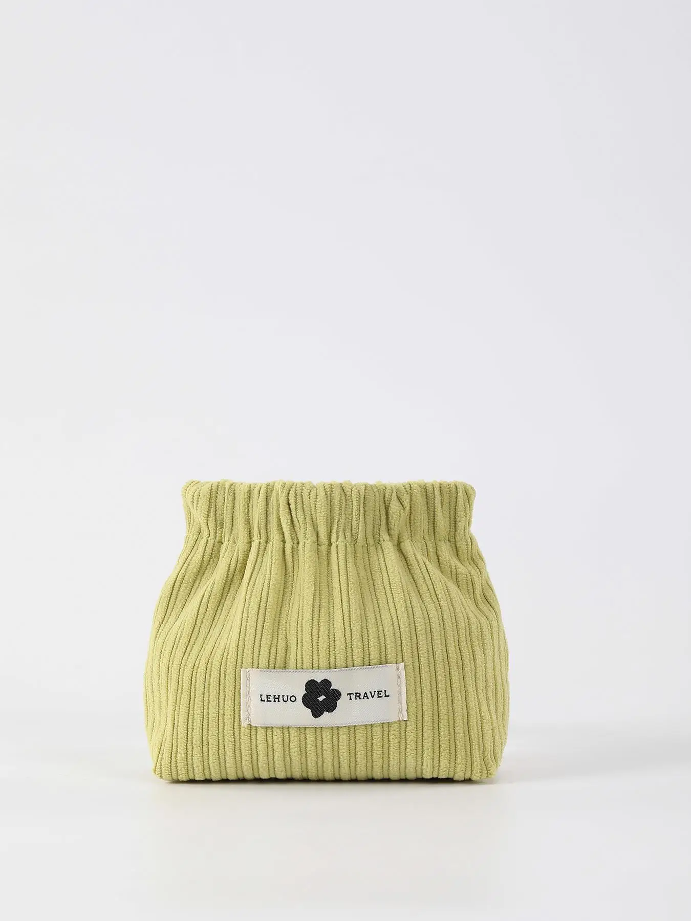 Corduroy Solid Color Letter Patch Make Up Bag, Portable Storage Bag for Women & Girls, Casual Trendy Versatile High-quality Daily Commuting Bag, Girl