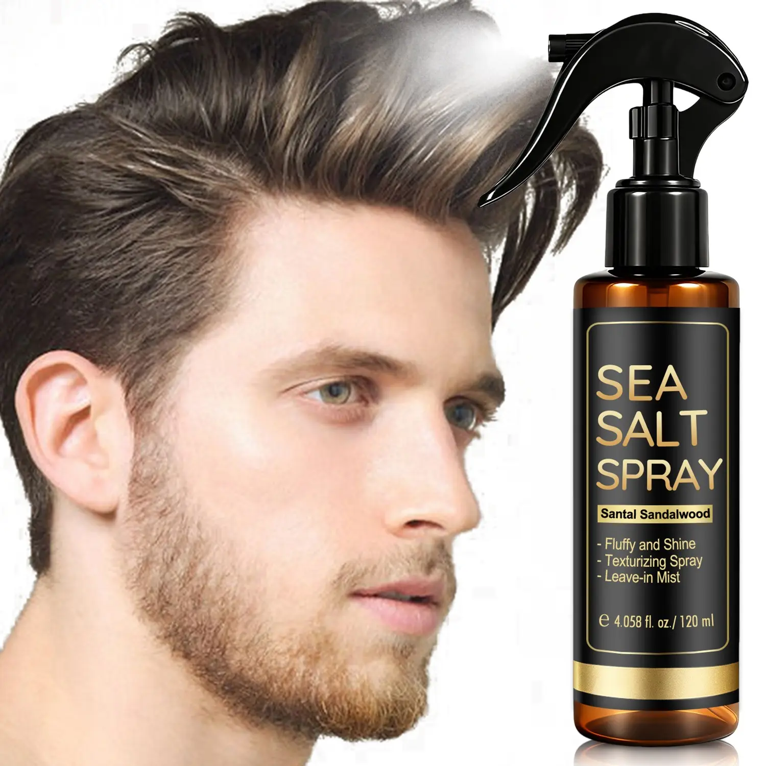 120ml - Sea Salt Hair Spray - Aloe Vera & Kaolin Clay Formula - Enhances Natural Curls & Waves - Men's Care Texturizing Product Texturizing Leave-in Mist Texture Spray Haircare