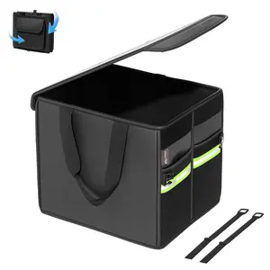 Coverado 30L/70L SUV Trunk Organizer - Waterproof Nappa Leather Collapsible Storage with Lid, Multi Compartments & 2 Straps for Car Accessories