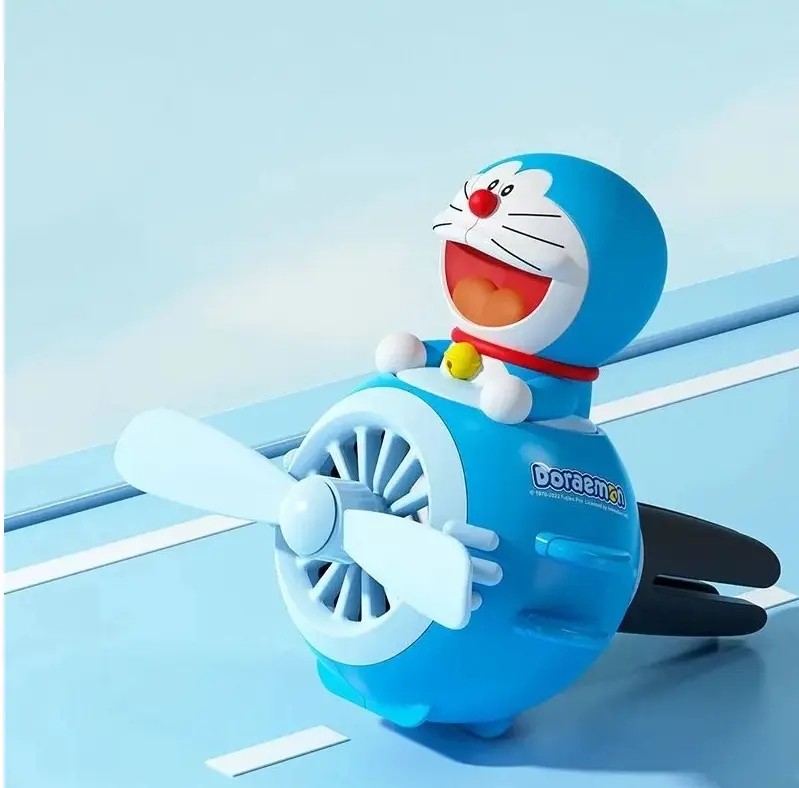 Doraemon Car Aromatherapy Cartoon Car Air Vent Small Airplane Fan Aromatherapy Decoration Cute Car Interior Accessories
