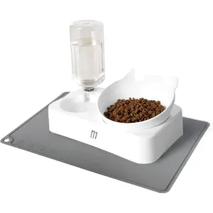 Bowls,  Bowls, 15? Tilted  Bowl for Indoor Cats,   and Water Bowl Set (with  Mat)
