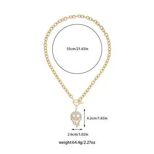 Halloween Necklaces 1PC/2PCS Hip-Hop Fashionable All-Match Full Zircon Pendant Necklace 55cm Clavicle Chain with Dreamcatcher Charm