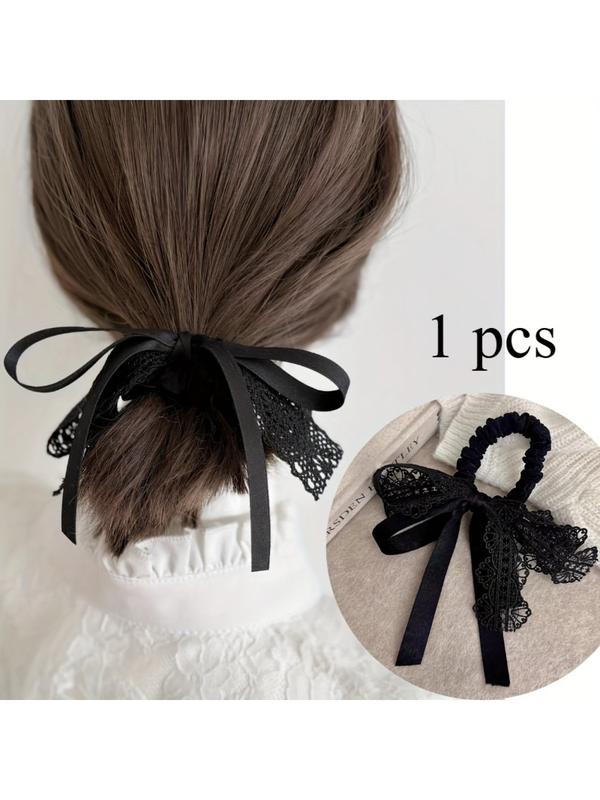 1 piece of black lace ribbon bow headband, bow headband hair accessory, retro black lace headband, suitable for tying hair, available in 4 seasons, suitable for Christmas, Halloween, Christmas Eve, birthday and New Year gifts