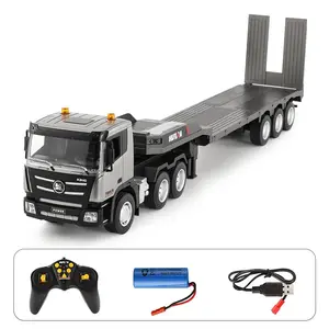 Remote Control Semi-Truck Toy, 9 Channel RC Semi-Truck with Trailer, Sound Light Effects, Engineering Car Toy, RC Construction Truck, 1:18 Scale, Suitable for Boys over 8 Years