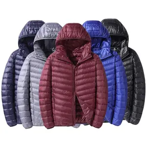 Men's Lightweight Hooded Down Jacket Short Coat Zipper Warm Windproof Autumn Winter Casual Versatile Outdoor Overcoats