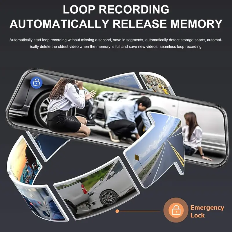 Rear View Mirror Dash Cam 10 Inch 1080P Dual Front-Rear - TikTok Shop