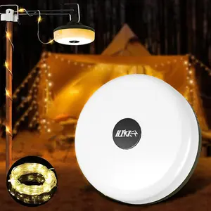 Waterproof camping string lights, 2-in-1 portable outdoor collapsible string lights with 6 lighting modes, USB camping lamp, rechargeable string lights, suitable for gardens, hiking, Christmas, weddings, parties