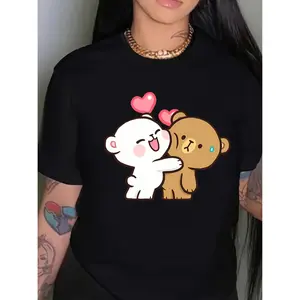 👕 [100% Cotton] Cute Bear, Valentine'S Day Special Edition, Gift, Special Edition, New Women'S Round Neck Casual Sports Comfortable T-Shirt For All Seasons. T-Shirt For Men And Women