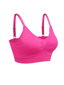 Women's Plain Knit Sports Bra, Adjustable Shoulder Straps, Moderate Fabric, Sporty Style, All Seasons Wear, Single Piece Pack