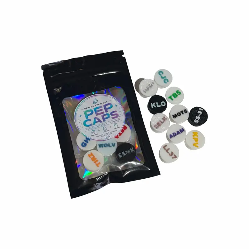 Pepper PreppersTM Pep CapsTM – Standard 3mL Vial Identifier Covers