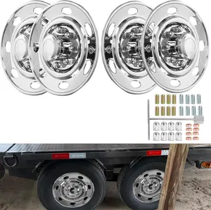 4 New 16'' Stainless Steel Wheel Simulator 8 Lug 7 Holes HH Dotliner for Single Wheel Tandem Trailer