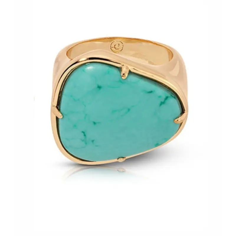 Ettika Turquoise Solstice Ring 18K Gold or Rhodium Plated Brass Ring with Reconstituted Turquoise Statement Jewelry for Women