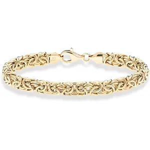 Italian 18K Gold Plated 925 Sterling Silver Byzantine Bracelet for Women Handmade in Italy