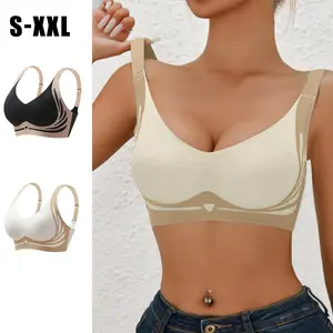 F 1/2PCS EssElegance Push-Up Seamless Bra Set - Adjustable Straps & Wire-Free Support for Daily Wear, Ultra-Soft Breathable Fabric