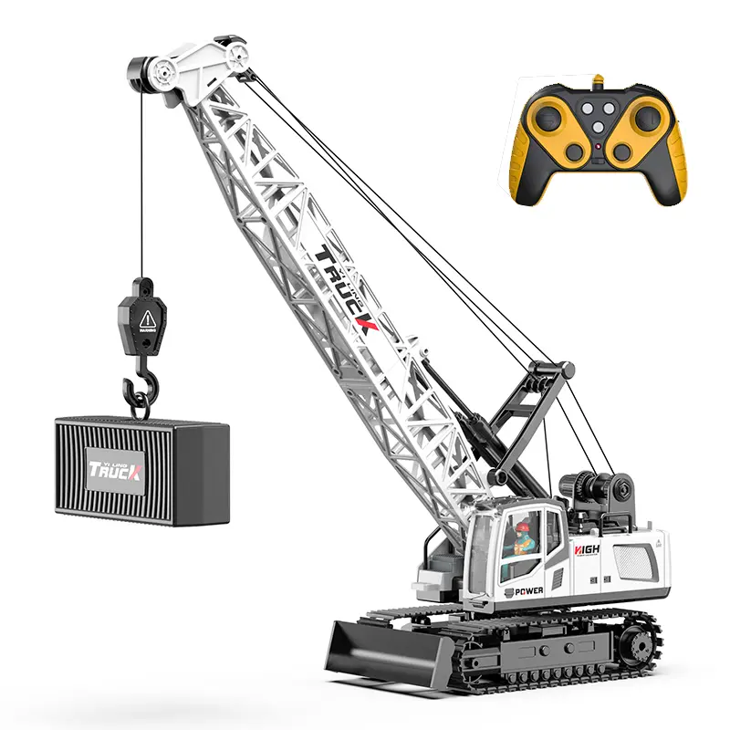 11 Channel Remote Control Crane Toy - Rechargable Battery Powered Remote Control Construction Vehicles with Hook, Toy Truck, Rc Controlled RC Construction Truck for Kids, Birthday Gifts, Christmas Gifts, Remote Control Trucks