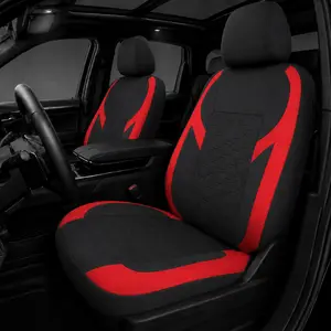 AUTOYOUTH Sporty Red & Black 5-Seater Full Car Seat Cover Set - Universal Fit, Breathable Fabric, Protection, Airbag Compatible, Decorative, Interior Accessory for Cars, SUVs, Trucks, Car Seat Decorative