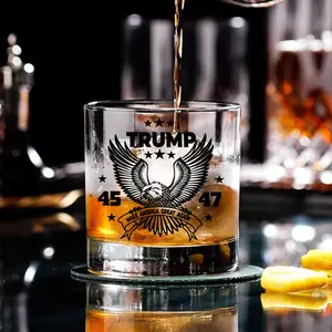 America First Whiskey Glass - 2024 Presidential Election Collectible - 9.5 oz Premium Glass Gift for Conservative Patriots - Drinkware