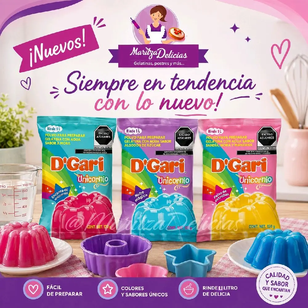 Unicorn D'Gari Jello Packet / Unicornio Gelatina D'Gari Sobres
