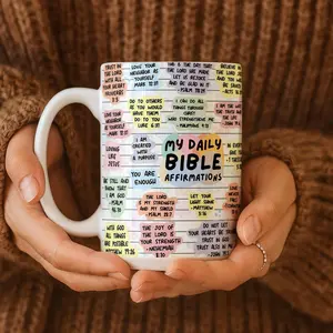 Christian Coffee Mug, My Daily Bible Affirmations Mug, Religious 11oz 15oz Mug Gift, Bible Verse Cup for Christmas, Inspirational Coffee Cup