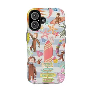 Cute Bible Verse Curious Monkey Tough Phone Case for iPhone 11, 12, 13, 14, 15, 16, 17 Pro Max Plus. Religious Christian Clear Case with Playful George Monkey Design & Do Everything in Love Scripture.