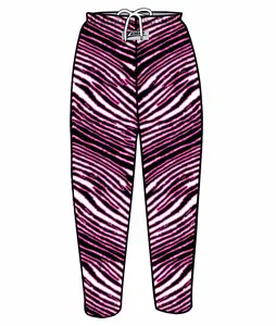 Zubaz Adult Unisex Z88 3 Color Zebra Pant, BLACK/FLUORESCENT PINK
