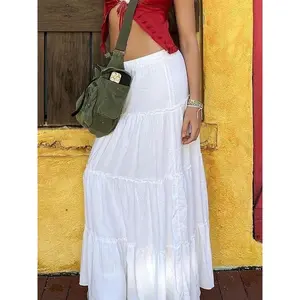 Women's Frill Ruffle Hem High Waist Skirt, Summer Outfits 2024, Boho A Line Skirt for Holiday Vacation, Ladies Spring & Summer Bottoms(Sheet)