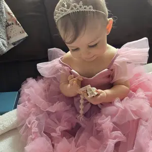 6M-3Y Big Bow Kids Clothes Pink Flower Girls Frock 3060 Ball Gown Pageant Avocado Children Elegant Princess Prom Host Formal Evening Party Cocktail Dress