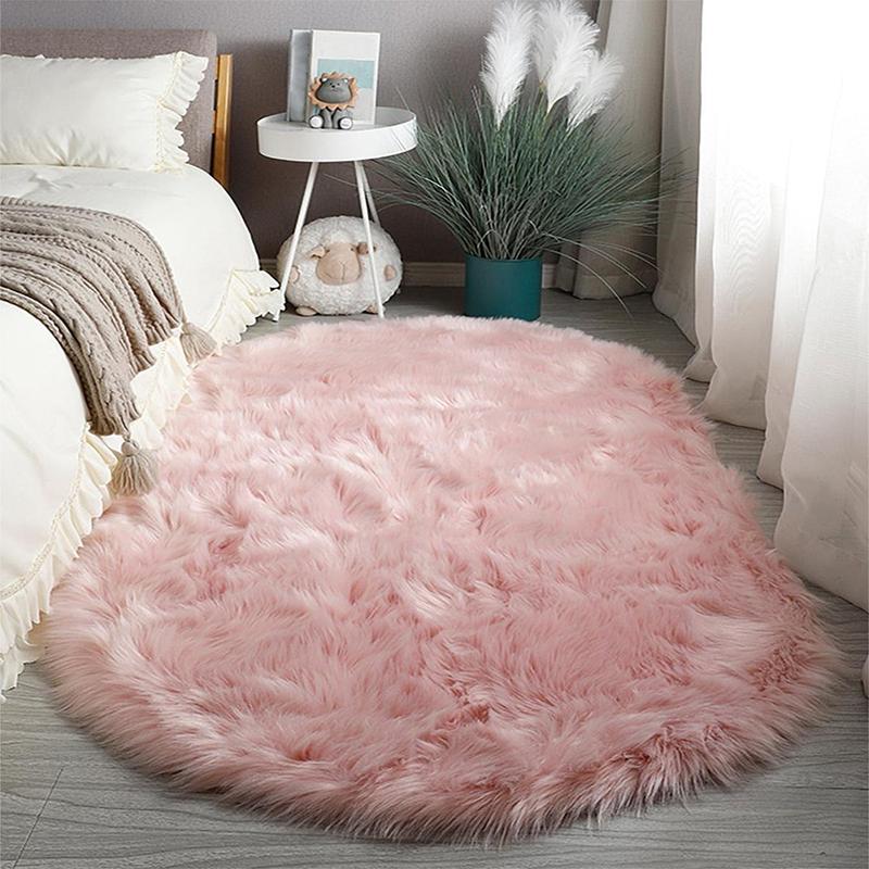 Casual Solid Color Wrinkle Resistant Plush Rug, 1 Count Faux Fur Non ...