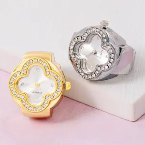 Stainless Steel Cz Clover Ring Watch