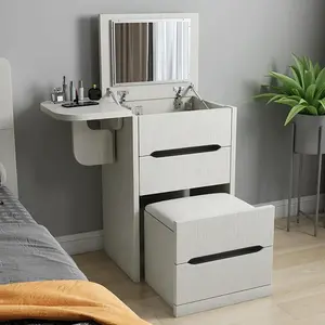 Homary Nordic folding white mini dressing table with stool and mirror Homary Nordic folding white mini dressing table with stool and mirror