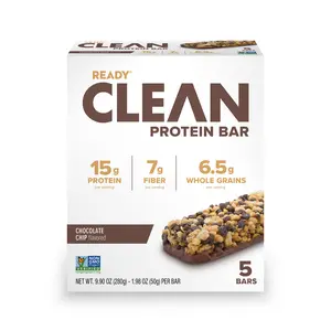 Ready Clean Protein Bar, Chocolate Chip, 5 Count Bars Fiber Snack