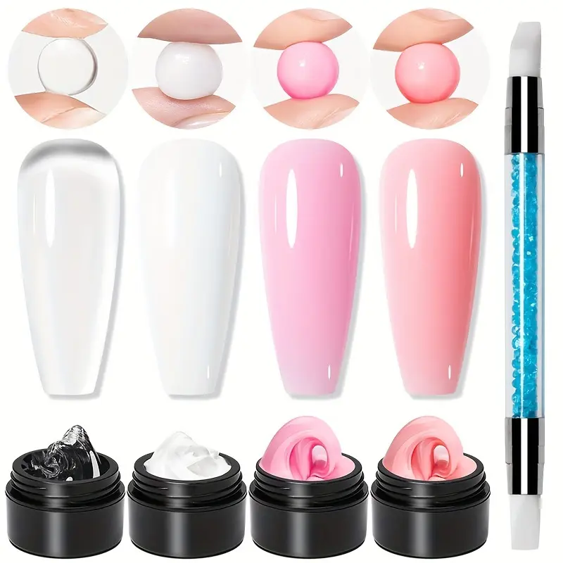 AWStorG Solid Builder Nail Gel Kit - Hard Gel with 3D Stencil Pen Non-Stick Styling Gel for Nail Extension Salon Home Use Polish Smooth Manicure Resin Acrylic Nails Gel Art Nail Polygel Nail polish gel、spring nail、Easter nail、gift for mom, Gelpolishset