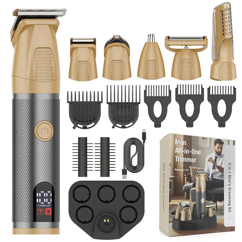 Men's 6-In-1 Shaver Set, Multifunctional Electric Razor, Home Grooming Kit, Nose Hair Trimmer, Beard & Body Hair Clipper, Christmas Gift