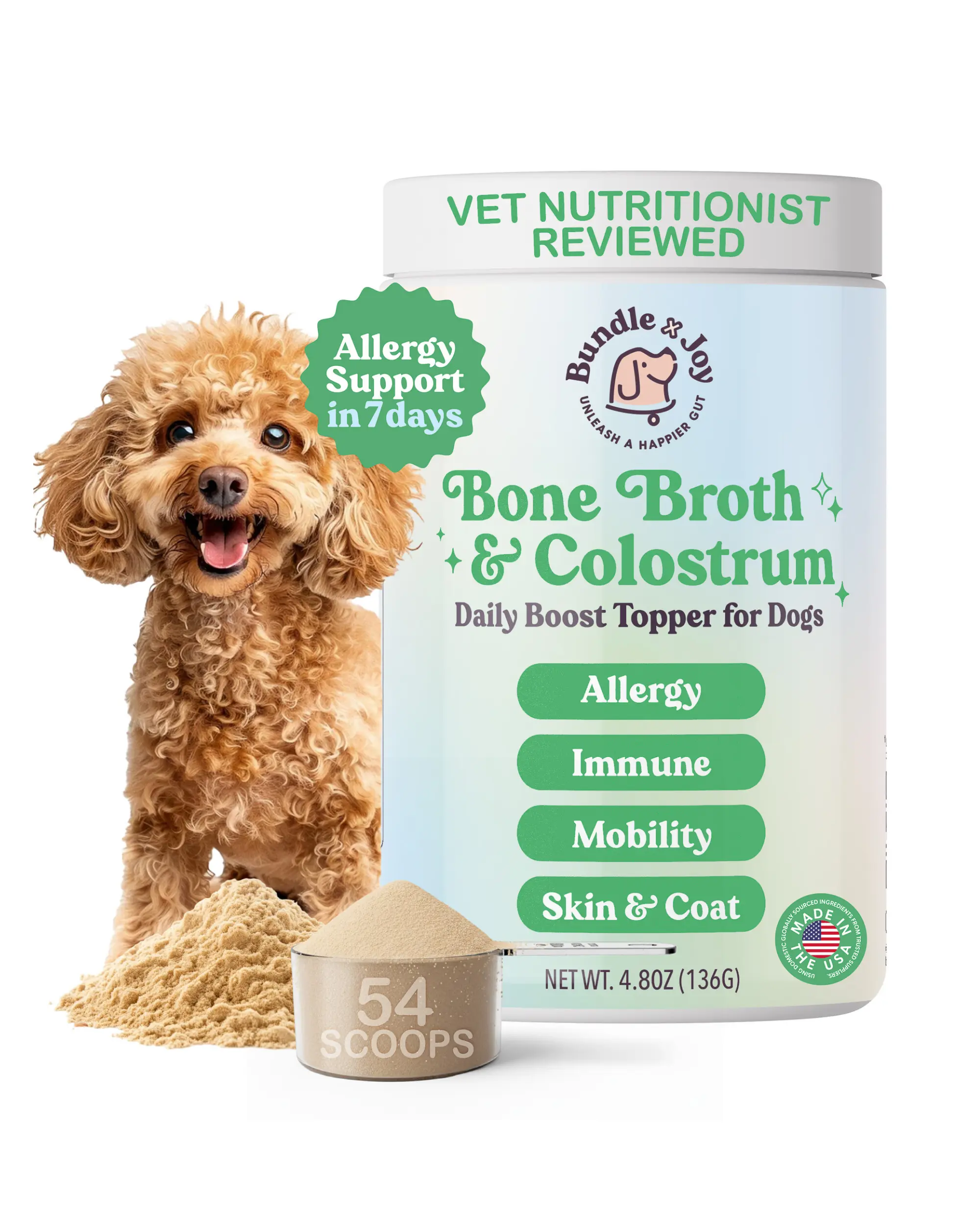 Bundle x Joy Dog Bone Broth & Colostrum Daily Boost Powder, Pet Health Supplements