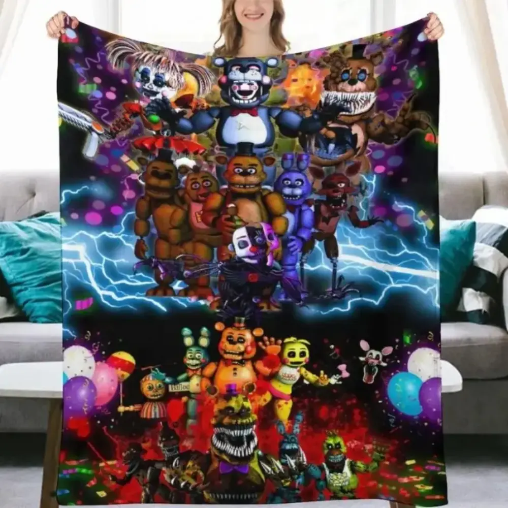 5 Nights at Freddy's Printed Flannel Plush Throw Blanket - Soft Bedding Throw, Ideal for Home Bedroom Use, Perfect Holiday Gift for Fans
