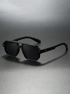 New Double Beam Square Frame Glasses Retro Classic Style Eyewear