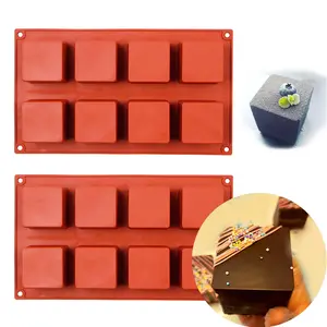 2 Pack Candy Cake Mould Set,Large Square Silicone Molds,8-Cavity Chocolate Molds for Baking Mousse Cake Dessert Cheesecake Pop Truffle Caramels Jelly Brownie for Christmas Party Gifts,Hand Tools Kits