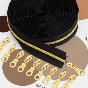 Nylon Zipper with 10pcs Slider, 1 Set Zipper Tape with 10pcs Zipper Pull, Sewing Accessories for Clothes Bag Coat