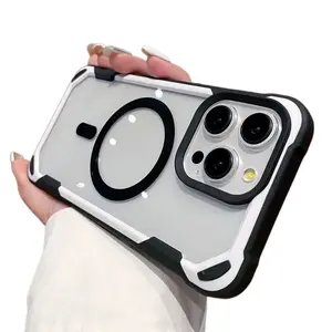 For iPhone 15 Pro Max Luxury Magsafe Magnetic Silicone Frame Phone Case For iPhone  13 14 15 16 17 Protective Cover