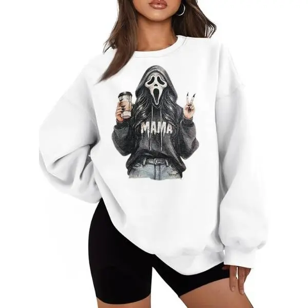 Horror Mama Ghostface Shirt, Sweatshirt, Hoodie, Halloween Ghost Mom Popular Casual Shortsleeve Cute Coffee Shirt, Ghostface Halloween Shirt, Halloween Shirt Unisex Womenswear Cotton