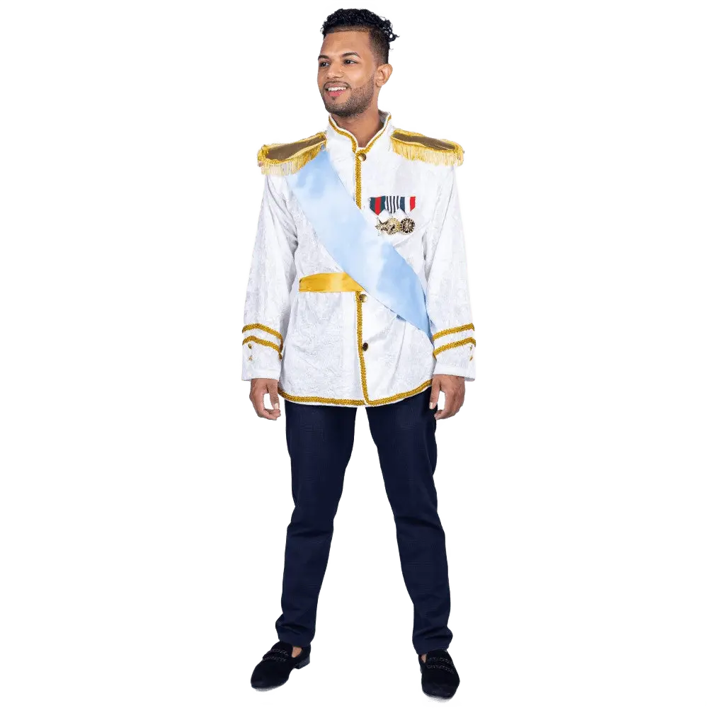 Royal Prince Costume For Adults - Prince Charming Dress-Up Set with Jacket, Sky Blue Sash & Royal Prince Costume For Adults - Prince Charming Dress-Up Set with Jacket, Sky Blue Sash &
