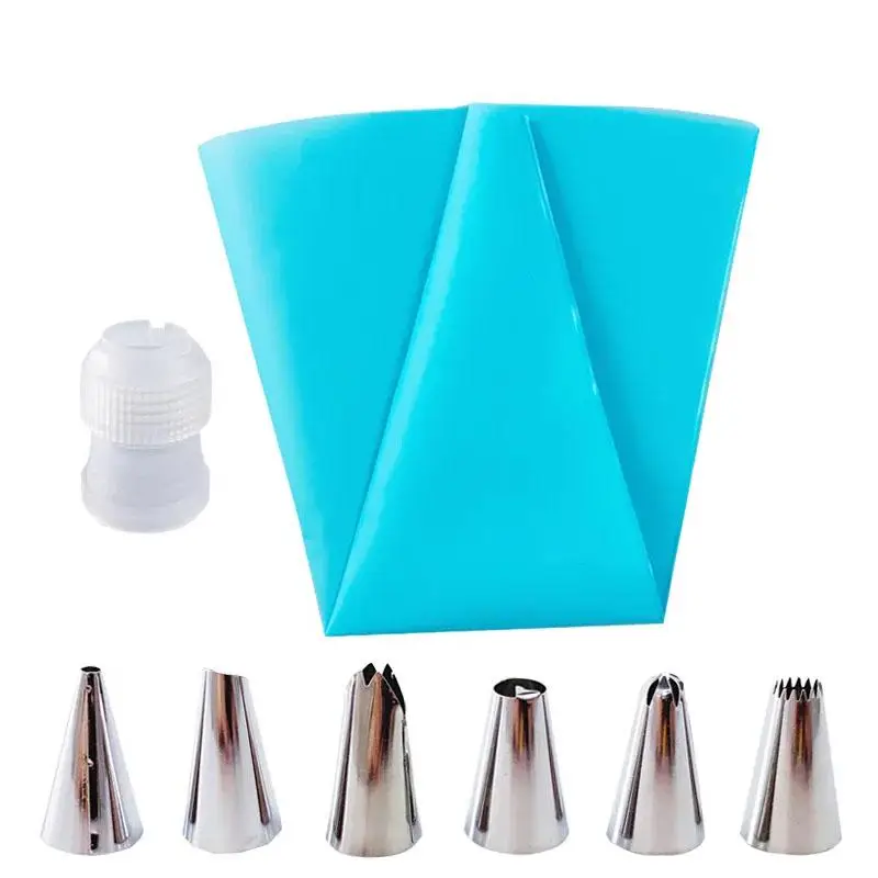 8pcs/set Silicone Pastry Bag & Tips Set, Icing Piping Bag & Nozzle, Cake Decorating Tool Set, Mother's Day Gift, Baking Accessories for Home Kitchen