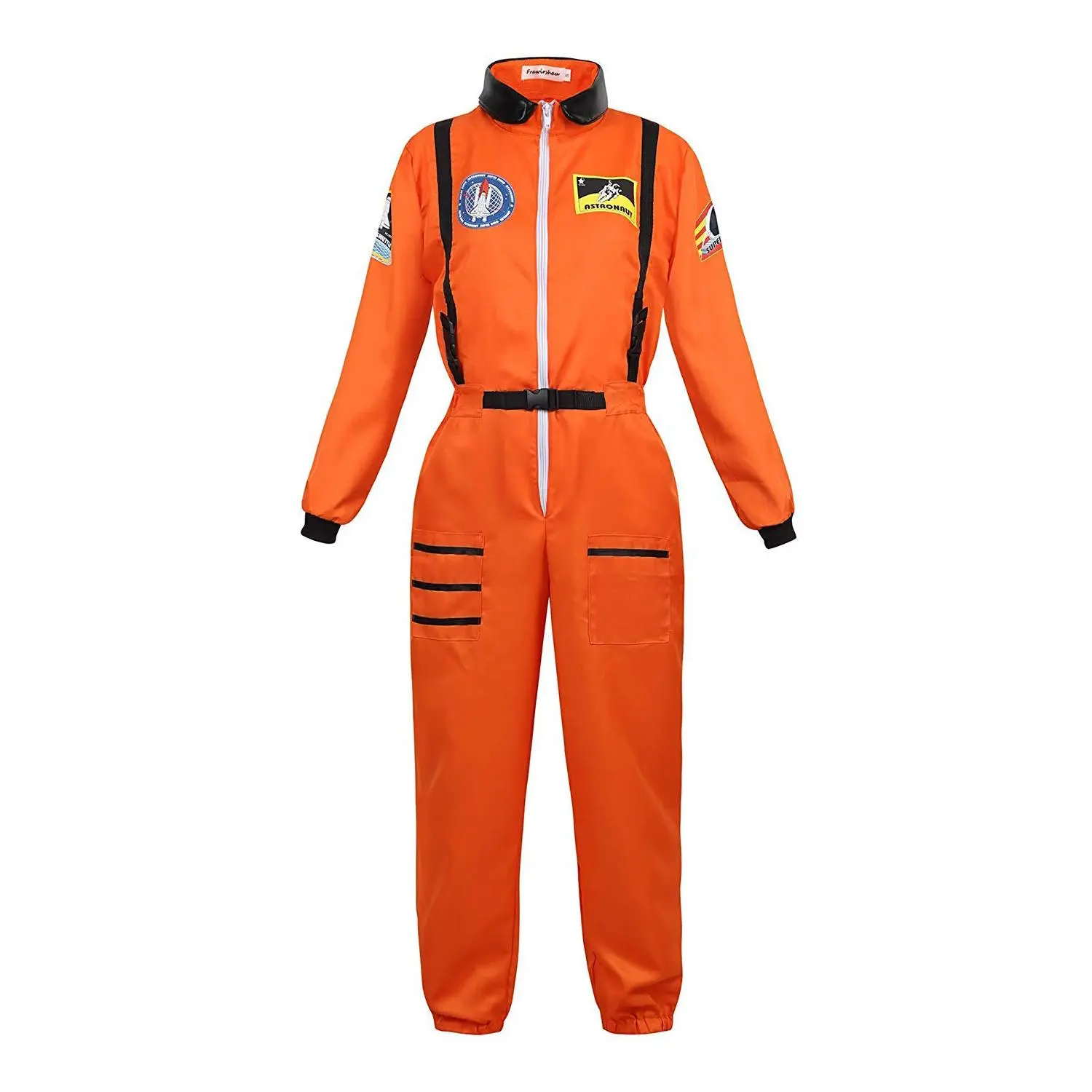 Astronaut Jumpsuit Costume for Women, Orange Lady Space Suit for Halloween Cosplay and Themed Parties