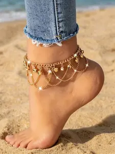 Bohemian Style Fringe Bell Ankle Bracelet, Fashionable Colorful Beach Foot Jewelry, Trendy Accessory for All Seasons