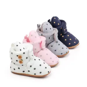 Fleece Baby Booties, Warm Cozy Baby Slippers, Stay On Sock Shoes, Easy to Put on, Unisex Baby Gifts, Soft Non-Slip Adjustable Newborn Boots for Boys and Girls