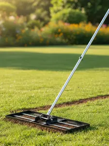 Heavy Duty Lawn Leveling Rake 10x30in with 83.9in Adjustable Handle for Yard Garden Soil