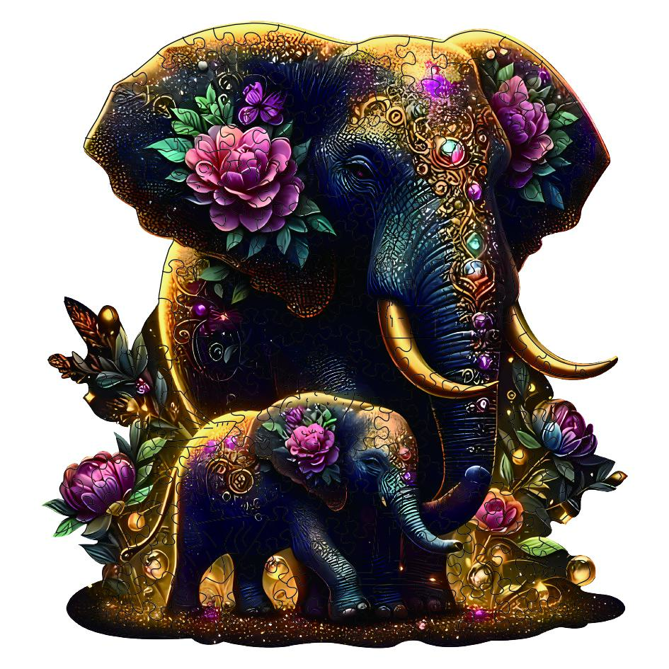 Elephant Unique-Shaped Wooden Jigsaw Puzzle Set, Expert-Level Adult Puzzle with Observation Challenge, Christmas Gift for Family Game Use & Home Decor