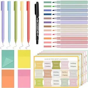 28 Pcs Bible Study Supplies,Bible Journaling Kit for Women, Morandi Study Kit with Pastel Highlighters and Tabs,Pens,Sticky Notes,Annotation Set