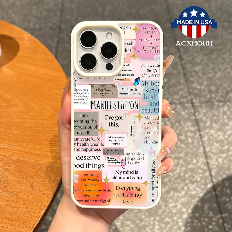 ACXHOU Premium Magnetic Case for iPhone 11-16 Pro Max Positive Affirmation Collage MagSafe Ready Anti-Fall Ultra-Thin Waterproof TPU Case Made in USA