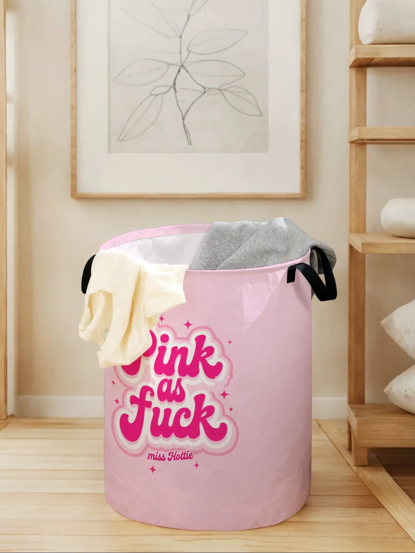 Folding Laundry Basket with Handle, Durable Material, Large Capacity, Letter Printed Design, Home Storage, Toy Organizer, All Seasons, Laundry Bin